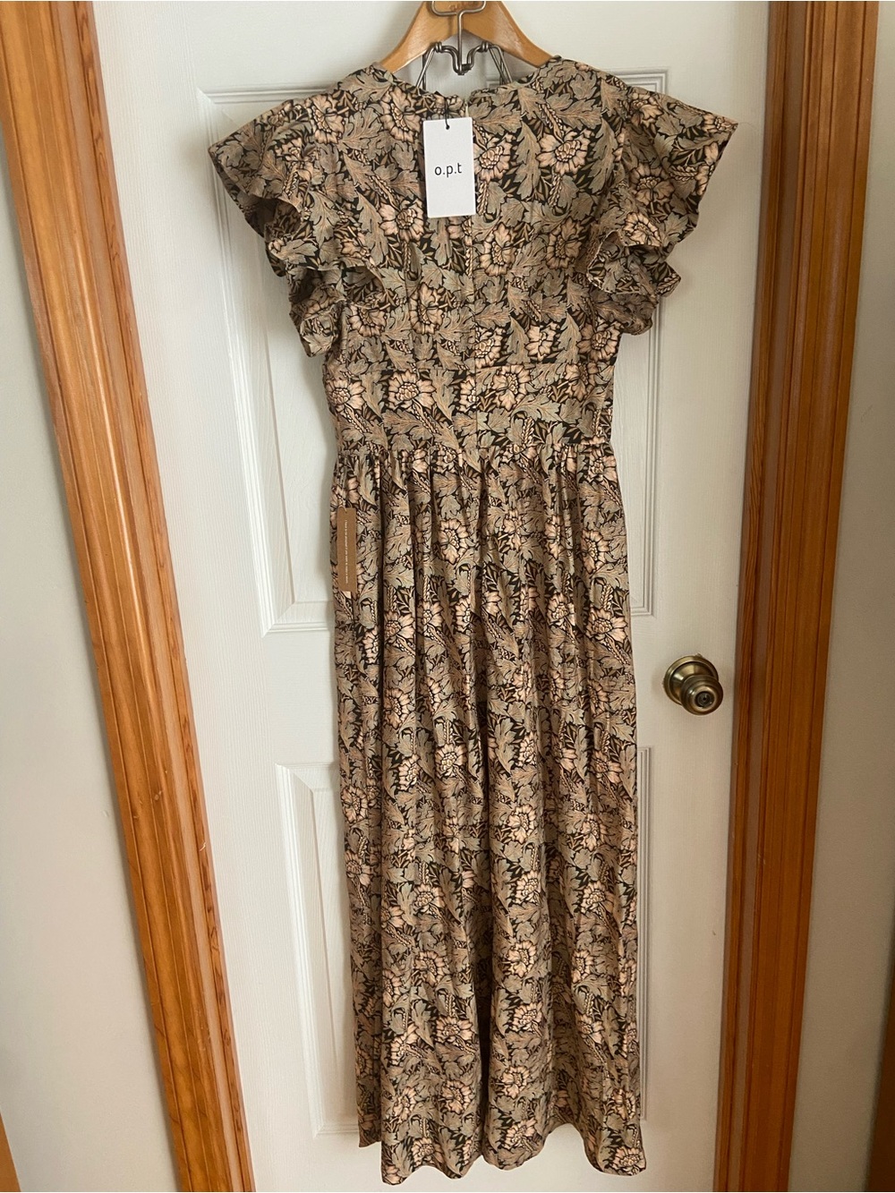 NWT O.P.T Floral Maxi Dress Small Flutter Sleeve Cottagecore